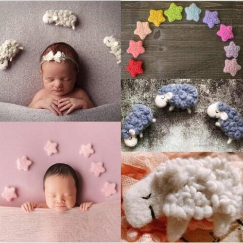1 Set Newborn Photography Props Handmade Wool Felt Stars Lamb Props Home Party Decor Baby Studio Photo Shooting Accessories