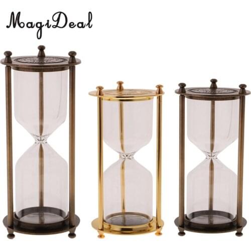 Retro Metal Frame Empty Hourglass Sandglass Sand Timer Living Room Home Office Desk Table Decor Friends Children Novelty Gift
