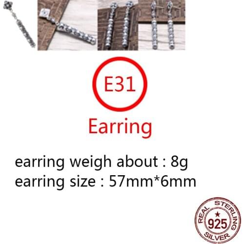 E31 S925 sterling silver earrings personality retro punk hip-hop style eternal cross flower letter shape jewelry birthday gift