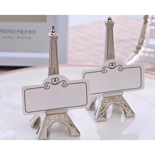20pcs "Evening in Paris" Eiffel Tower Silver-Finish Place Card Holder Wedding Table Decoration Free Ship