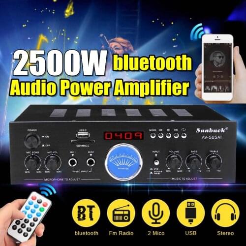 2500W bluetooth Amplifier Stereo Sound Amplifier Speakers Subwoofer Car Audio 2CH FM Radio USB Home Theater Amplifiers