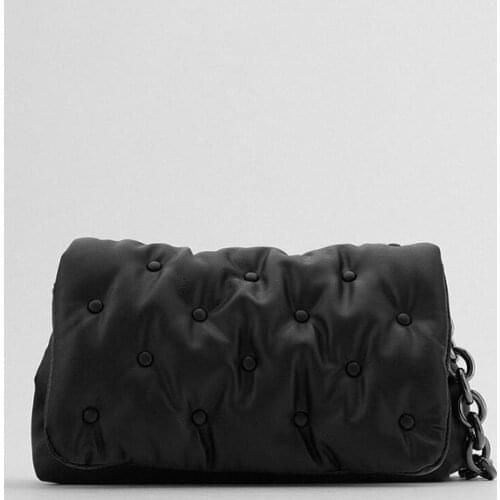 Women Shoulder Bag Oxford PU Flap Chains Fashion Solid Soft Zipper Hasp Handbag Purse Designer Bag Euro-America Style