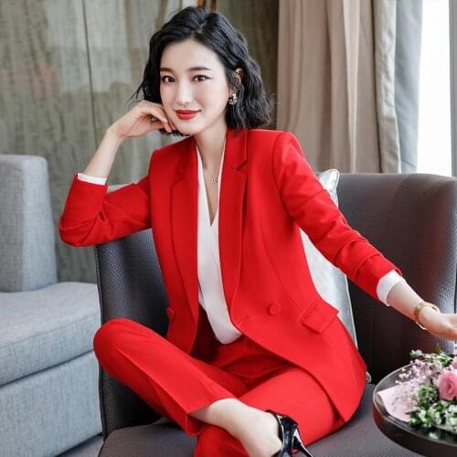 Ladies suit autumn and winter new casual temperament Slim ladies suit interview dress trousers set two sets of womens clothing