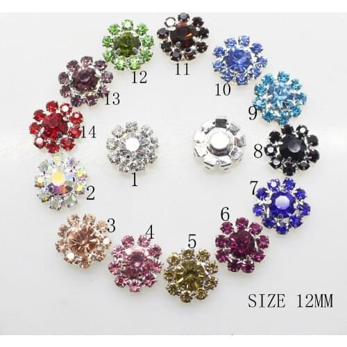 ZMASEY 12mm Round Buttons 10pcs/Lot Mix Color Rhinestones Button Sewing Handwork Accessories Crystal Gift Wedding Decoration