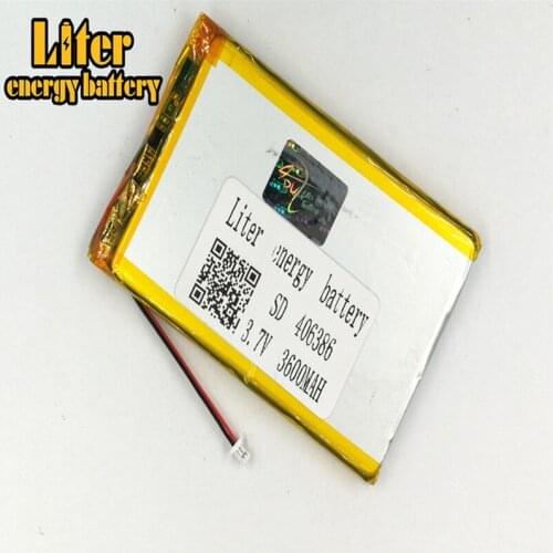 1.0MM 2pin connector 406386 3.7v 3600mah rechargeable lithium polymer Tablet PC Digital Products