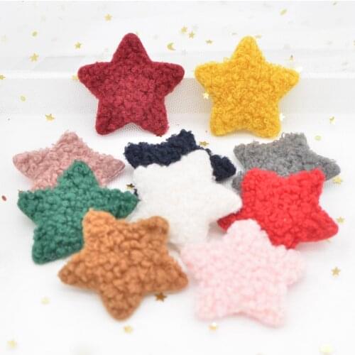 10Pcs Puffy Soft Teddy Plush Padded Patches Star Appliques for DIY Clothes, Crafts, Hat, Bag, Woolen Gloves, Socks Ornament G44