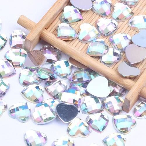 12mm 1000pcs Acrylic Rhinestone Heart-Shape Flatback Earth Faceted Many Colors Choose DIY Craft Backpack Garment Accessories