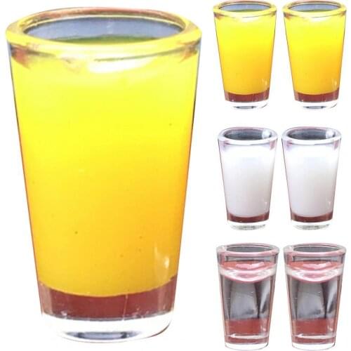 2Pcs 1/12 Dollhouse Mini Restaurant Accessories Juice Milk Water Cup Model Toys