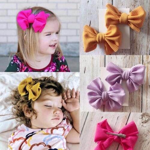 2pcs/Set Elastic Cotton Hair Bows Clips For Girls 1.5-5 Years Old Kids Ornaments Hairpins Barrettes Girls Hair Accessories