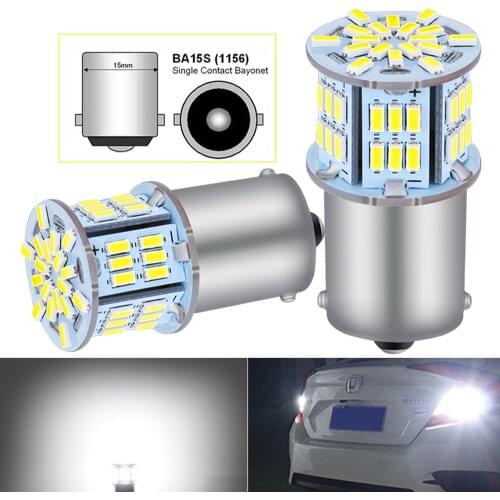 2pcs Led bulbs 1156 P21W BA15S LED car Turn Signal Lights Reversing lights Daytime Running Lights DRL White DC12V 1500LM 6000k