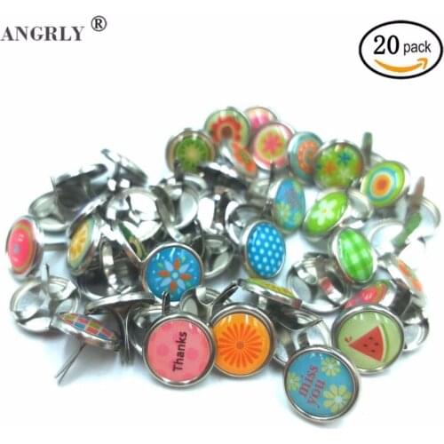 20PCs Round Metal Pearl Brads Resin Scrapbooking Embellishment DIY Jewelry Random Color Sewing Accessories 17x12mm