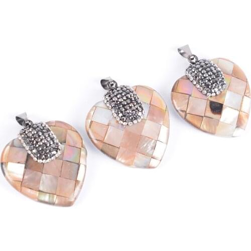 2019Pendants Natural Abalone Shell Pendant Heart Shape Splice ShellsNecklace Ocean Style Jewelry for Women Men Rectangle D907