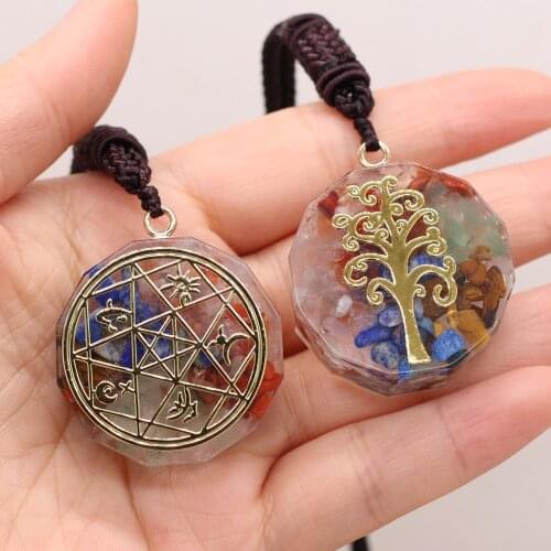 2021 New Style Necklace Natural Semi-Precious Seven Chakras Pendant Charms Unisex Love Romantic Gift Chain 70 MM