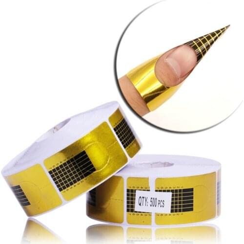 500pcs French Nail Form Tips Acrylic UV Gel Extension Curl Form Nail Builder Gel Sticker Nail Art Guide Mold Manicure DIY Tool