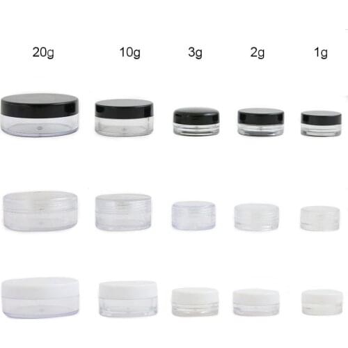 500 x 1g 2g 3g 10g 20g Refillable Empty Transparent Make Up Cream Jar With Plastic Cap Cosmetic Make Up Containers pots