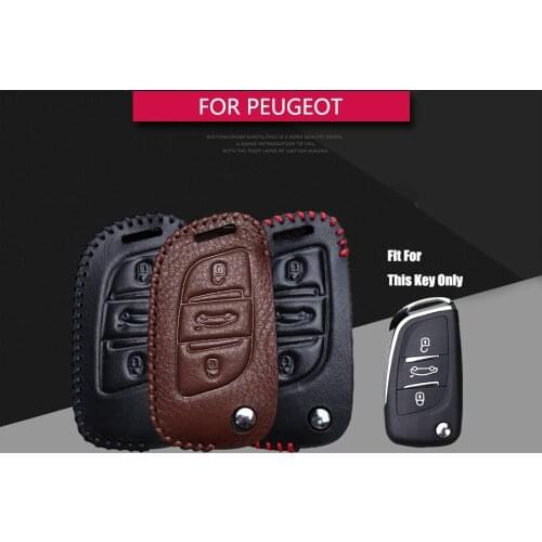 For Peugeot Key Chain Case Genuine Leather Key Cover Shell For Peugeot 508 307 206 3008 208 207 407 308 2008 308 406 5008 C5 C4L