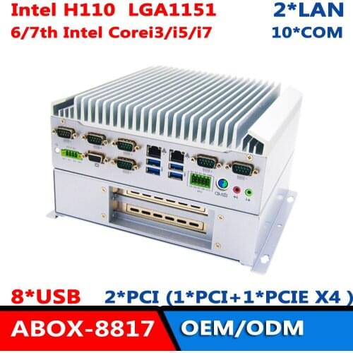 Intel H110 X86 Fanless Solution Industrial Heavy PC Support 10*COM PCIEX4 DVI HDMI VGA