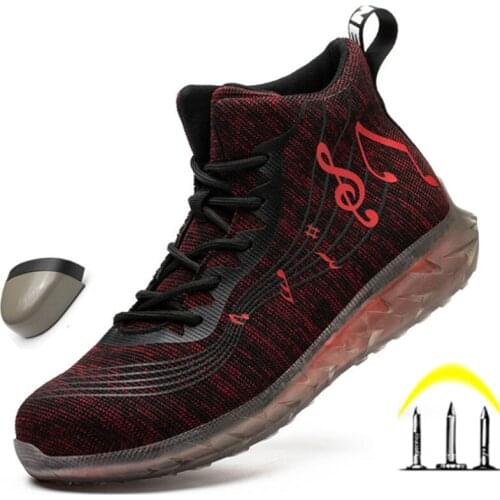 Brand Designer Men Boots AIR Mesh Breathable Safety Shoes for Men Sneakers Cushioning Comfortable Steel Toe Cap Work Shoes