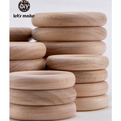 Lets Make 40/55/70MM Maple Wooden Ring Wood Teether Ring Smooth Surface Natural Wooden Rodent Baby Teething Ring Toy DIY Making