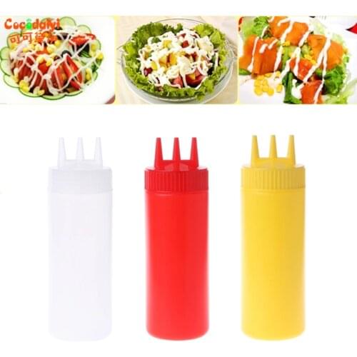 3 Hole Squeeze Bottle Condiment Dispenser Sauce Vinegar Oil Ketchup Cruet Bin 3 size Nov