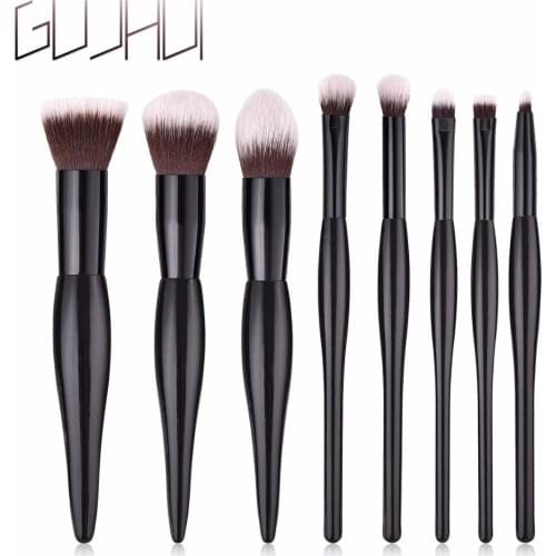GUJHUI 8PCS Wooden Foundation Cosmetic Eyebrow Eyeshadow Brush Makeup Brush Sets Tools Free Drop Shipping
