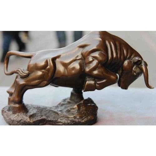 Chinese Fengshui Red Bronze Copper Lucky Wealth OX Oxen Bull KingNeed Figurine