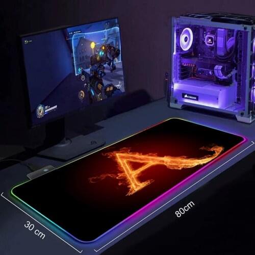 Alphabet mark Cool Mouse Pad Large Anime Mousepad RGB Computer Mouse Pad Gamer Mause Pad LED Backlit Mat Keyboard Desk Mat