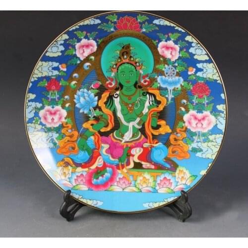 Collection Home Furnishings Auspicious Plates Green Tara Plates Buddhist Geomancy Exorcism Crafts