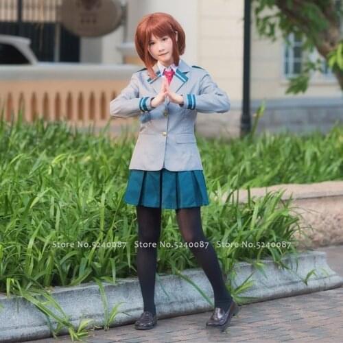 Anime Cosplay My No Hero Academia Costume High School Uniform Midoriya Izuku Bakugou Katsuki OCHACO URARAKA Wig Tops Skirt Pants