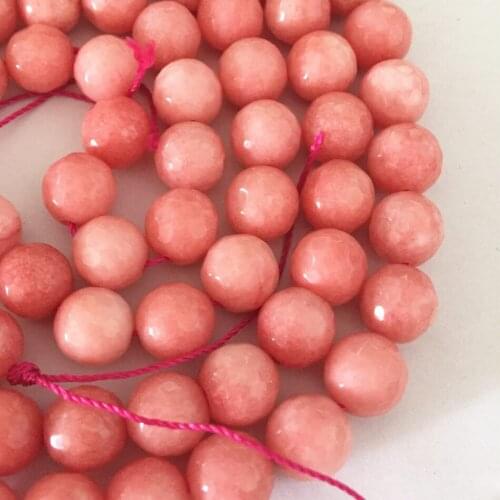 Fashion women jewelry making stone 8mm faceted round pink chalcedony jades wholesale price high grade loose beads 15inch MY5102