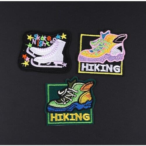 Cartoon Hiking Shoe Patches Vintage Hiking Outdoors Skate Night Decor Badge Embroidered Patch Appliques for Shoe Backpack