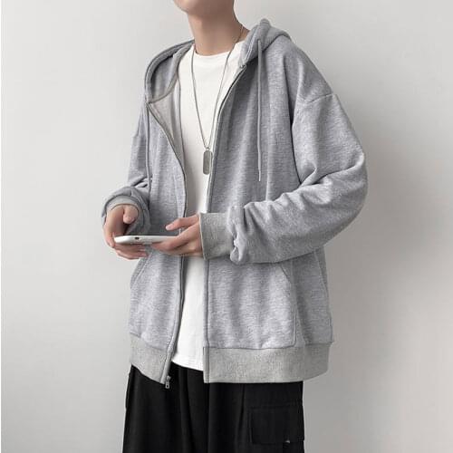 Spring wind thin-skinned mens loose casual hooded zip jacket sweatshirt oversized crewneck sweatshirt man hoodies sweatshirt
