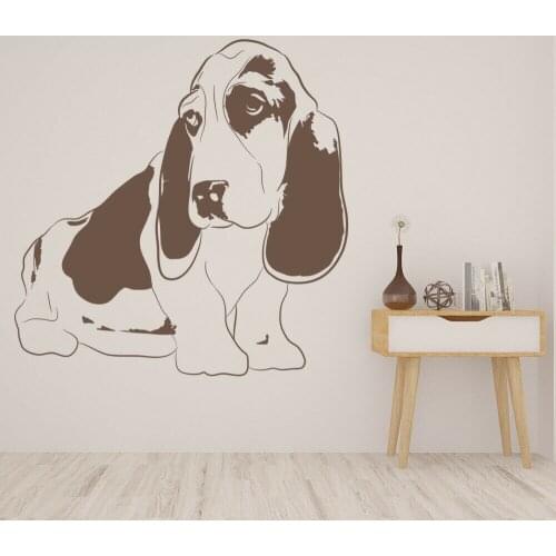 Basset Hound Puppy Wall Decal Animal Dog Pets Shop Interior Decor Vinyl Window Stickers Kids Bedroom Art Mural Removable Q134