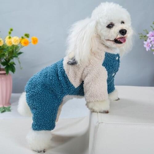 Pet Clothing Dog Coustoms Plus Velvet Warm Dog Jumpsuit Pet Pajamas Teddy Velvet Dog Coat Clothes Puppy Cotton Coat Winter