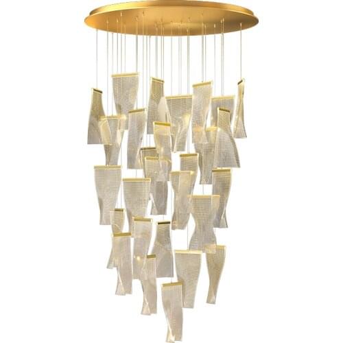 Chandelier Lighting Postmodern Creative LED Adjustable Hanging Lamp For Dining Living Room Duplex Rotating Staircase