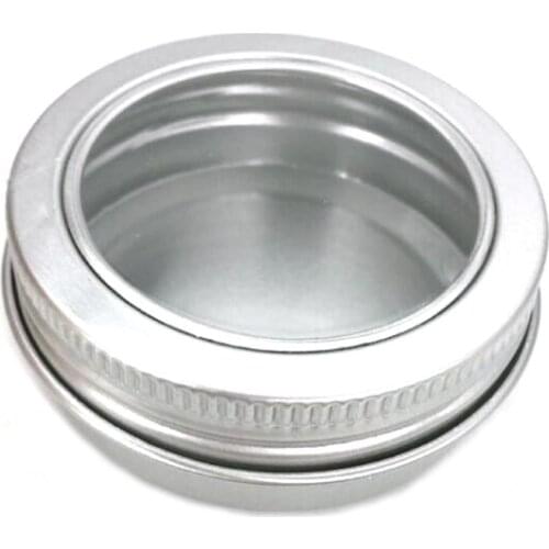 30ML Clear Window Aluminium Screw Tin Bottle Jar Pot Cans Containers Case For Lip Balm Nail Art Makeup DIY Cream Cosmetic Box