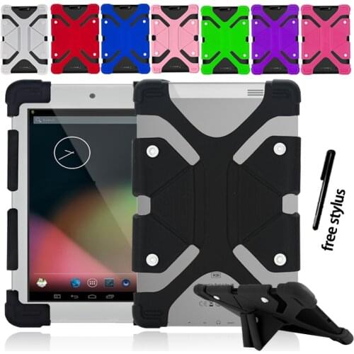Silicone Stand Case Cover for 10" Argos Bush / Alba Tablet Full Four Corner Shockproof Protection Case+ Free Stylus