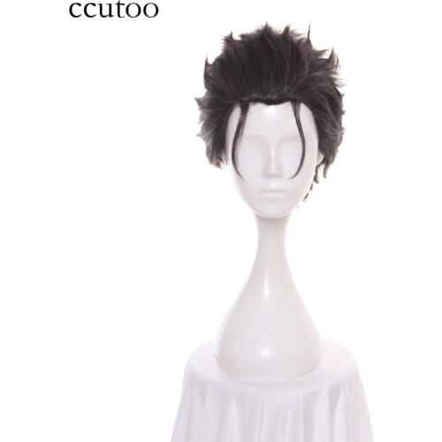 Ccutoo 12inch Mens Black Grey Mix Hair Re:Zero kara Hajimeru Isekai Seikatsu Subaru Natsuki Short Synthetic Cosplay Wig