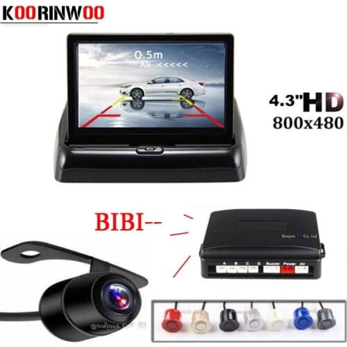 Koorinwoo AHD Car Parktronic Kit Video Parking Sensor 4.3 Inch TFT Monitor Car Rear View Camera Alert Black white Radar 4 System