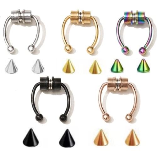 U Shaped Fake Nose Ring Hip Hop Septum Rock Stainless Steel Magnet Nose Piercing Punk Piercing Body Jewelry Party Gifts 1piece