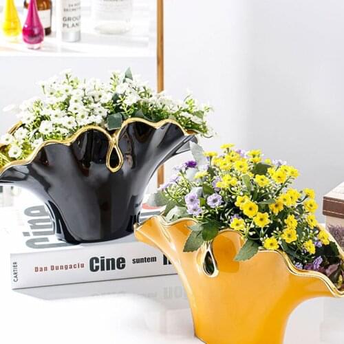 Nordic Art Ginkgo Biloba Vase Creative Ceramics Ornaments Living Room Desktop Flower Arrangement Container Dry Flower Vase Decor