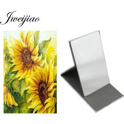 Youhaken Fashion Design Sunflower Pattern Multi-styling Makeup New Mirror Stainless Steel Leather Fashion Pocket Mirror