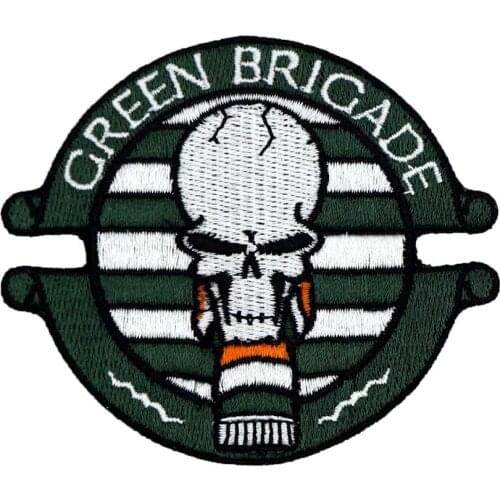 GREEN BRIGADE SKULL Embroidered punk biker Patches Clothes Stickers Apparel Accessories Badge