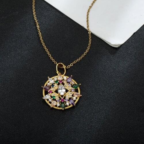 Noble Luxury Crystal Sun Flower Pendant Necklace For Women Stainless Steel Chain Charm Initial Necklace Wedding Jewelry Gift