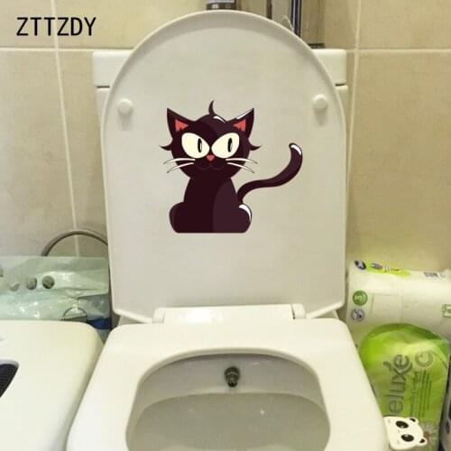 ZTTZDY 23.4*21.5CM Cat Toilet Decal Wall Sticker BedRoom Home Decoration Creative Animal T3-0311