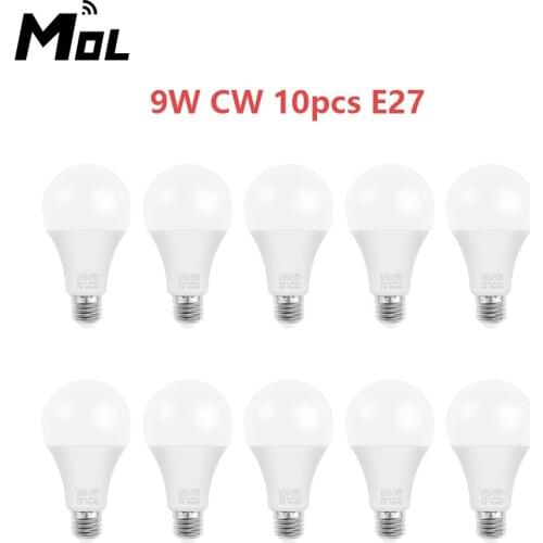 10pcs LED Bulb Lamps E27 AC220V 240V Light Bulb Real Power 9W Living Room Home