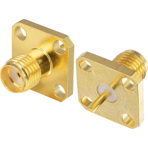 2 Pieces SMA female jack RF Connector 4 Hole Panel Mount With Solder Post Terminal