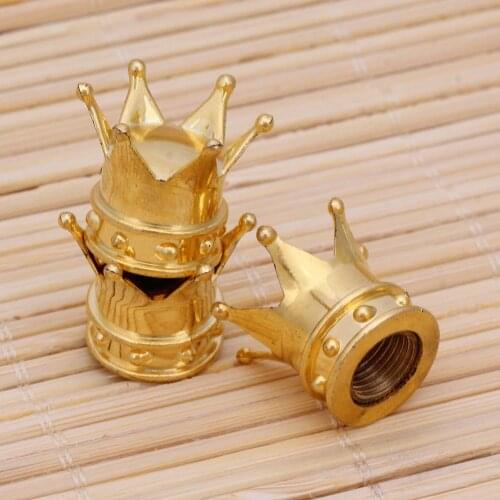 4pcs ABS Universal Crown Style Car Tire Air Valve Stem Caps Dust Covers 20 X 20 X 15mm/0.79 X 0.79 X 0.59" Gold