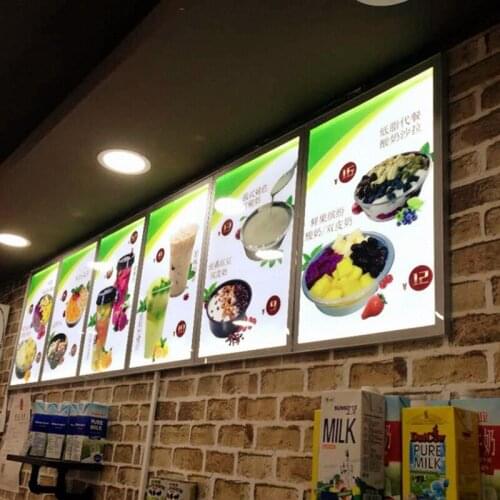 8Units Sliver Aluminum Frame Slimline Magnetic LED Menu Boards 50x70CM Restaurant LED Illuminated Menu Light Boxes