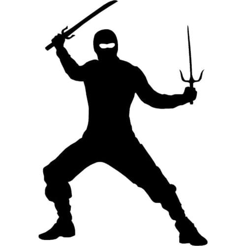 9.6cm*14.1cm Creative Car Stickers Cartoon Ninja Fighter With Swords Decals Car-styling Vinyl S6-4085
